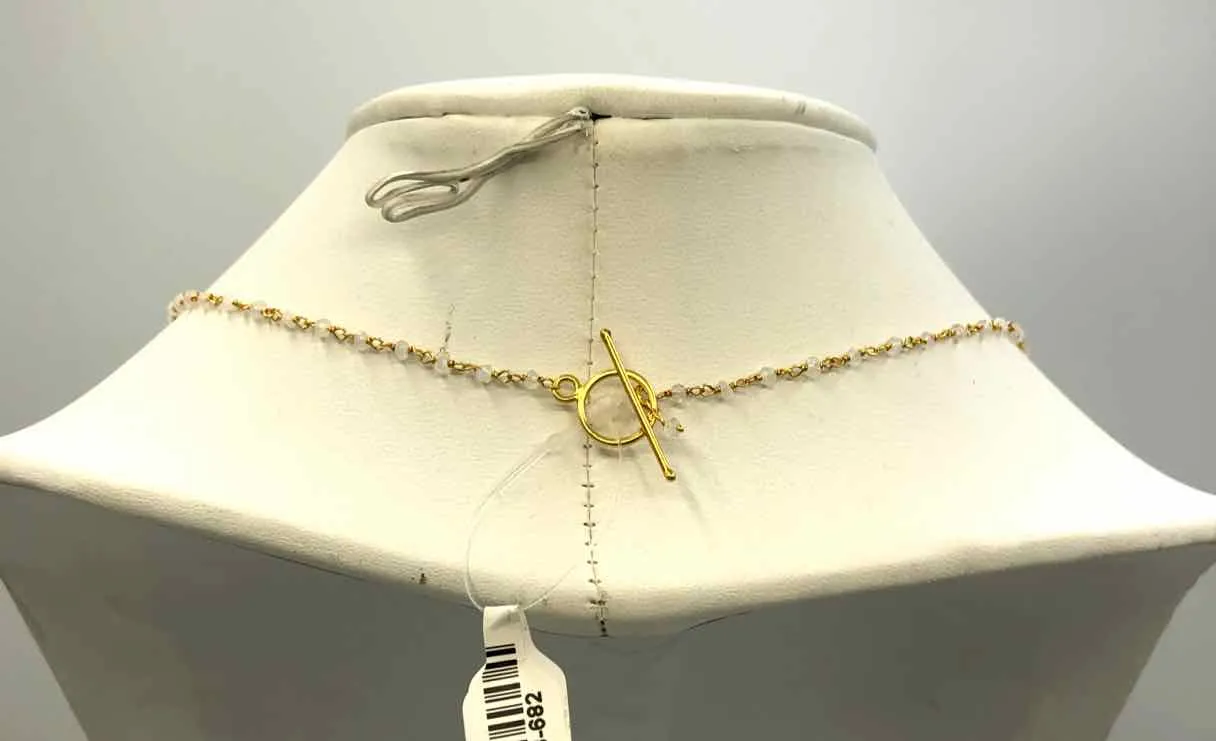 AMELIA ROSE DESIGN Goldtone Clear Rainbow Moonstone Faceted beaded GF-Necklace
