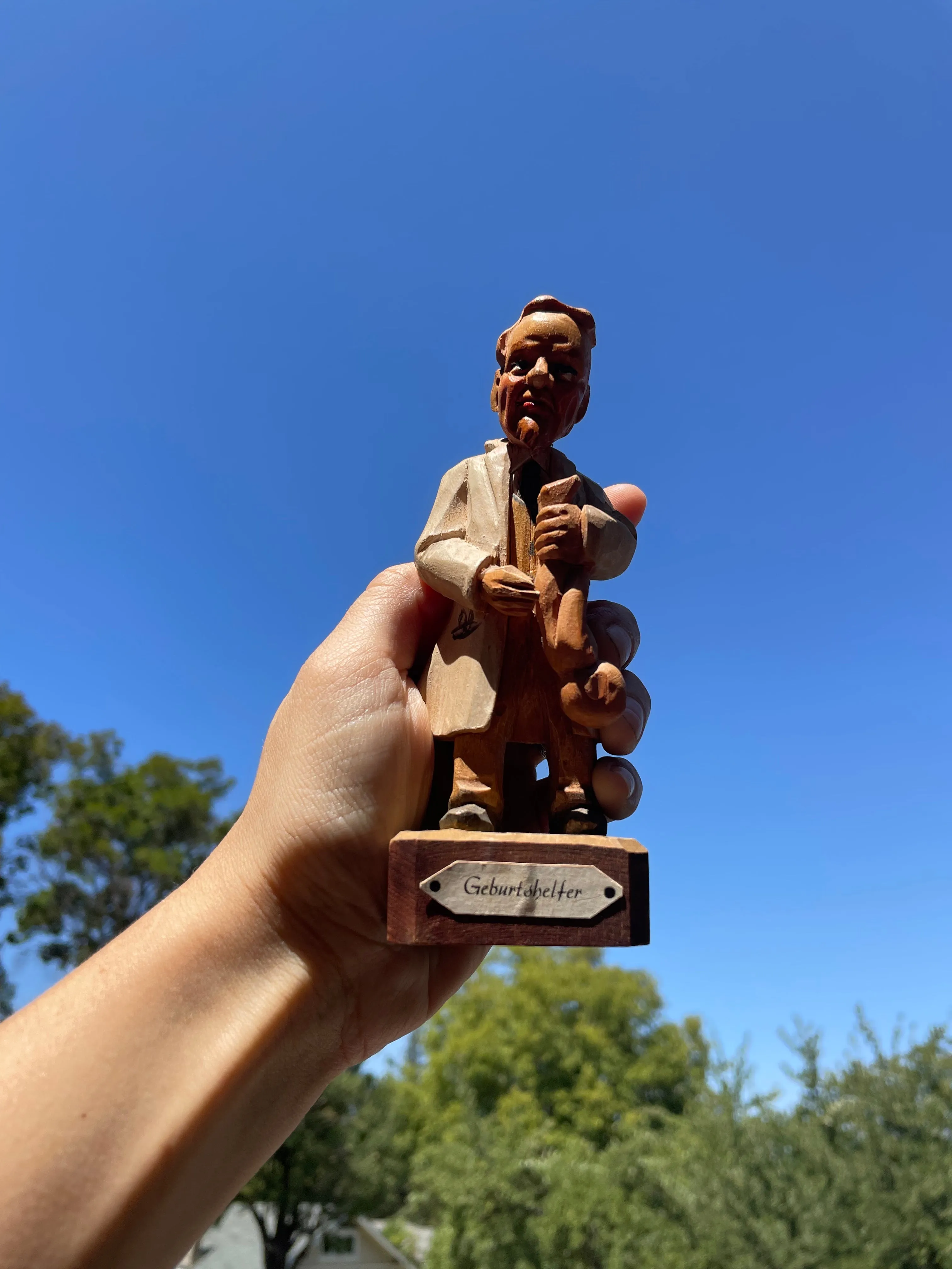 Antique German Wood Carved Black Forest Dr Obstetrician Figure "Geburtshelfer"