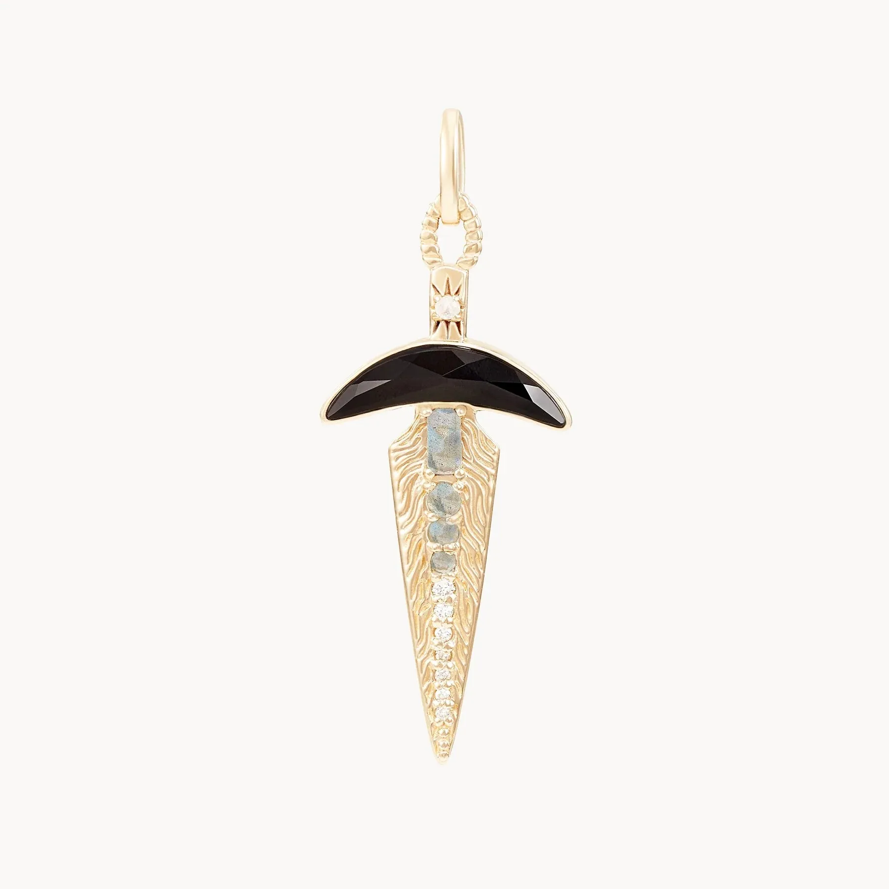 Black Onyx Dagger Charm (10K Gold)