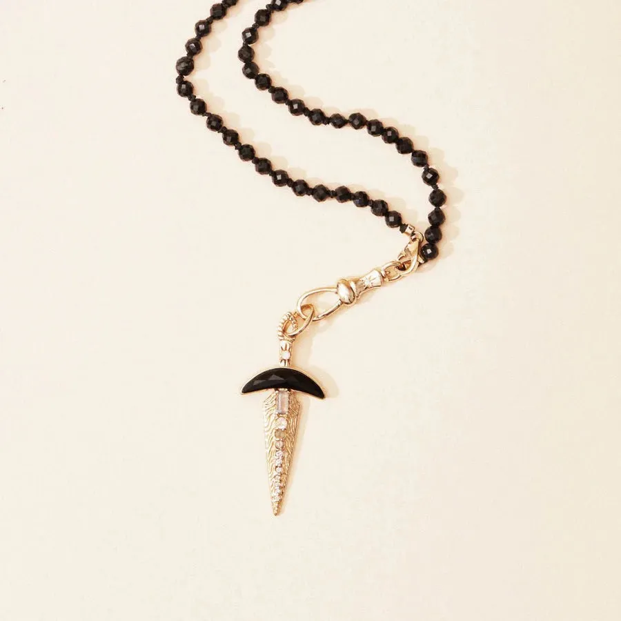 Black Onyx Dagger Charm (10K Gold)