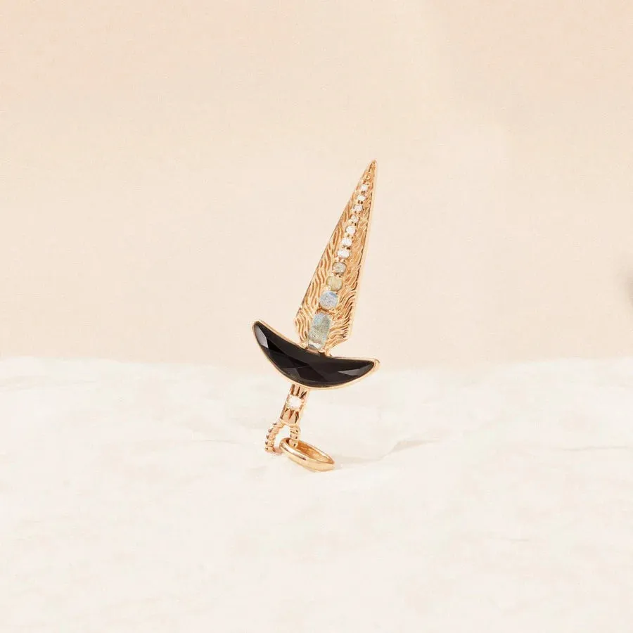 Black Onyx Dagger Charm (10K Gold)