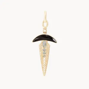 Black Onyx Dagger Charm (10K Gold)