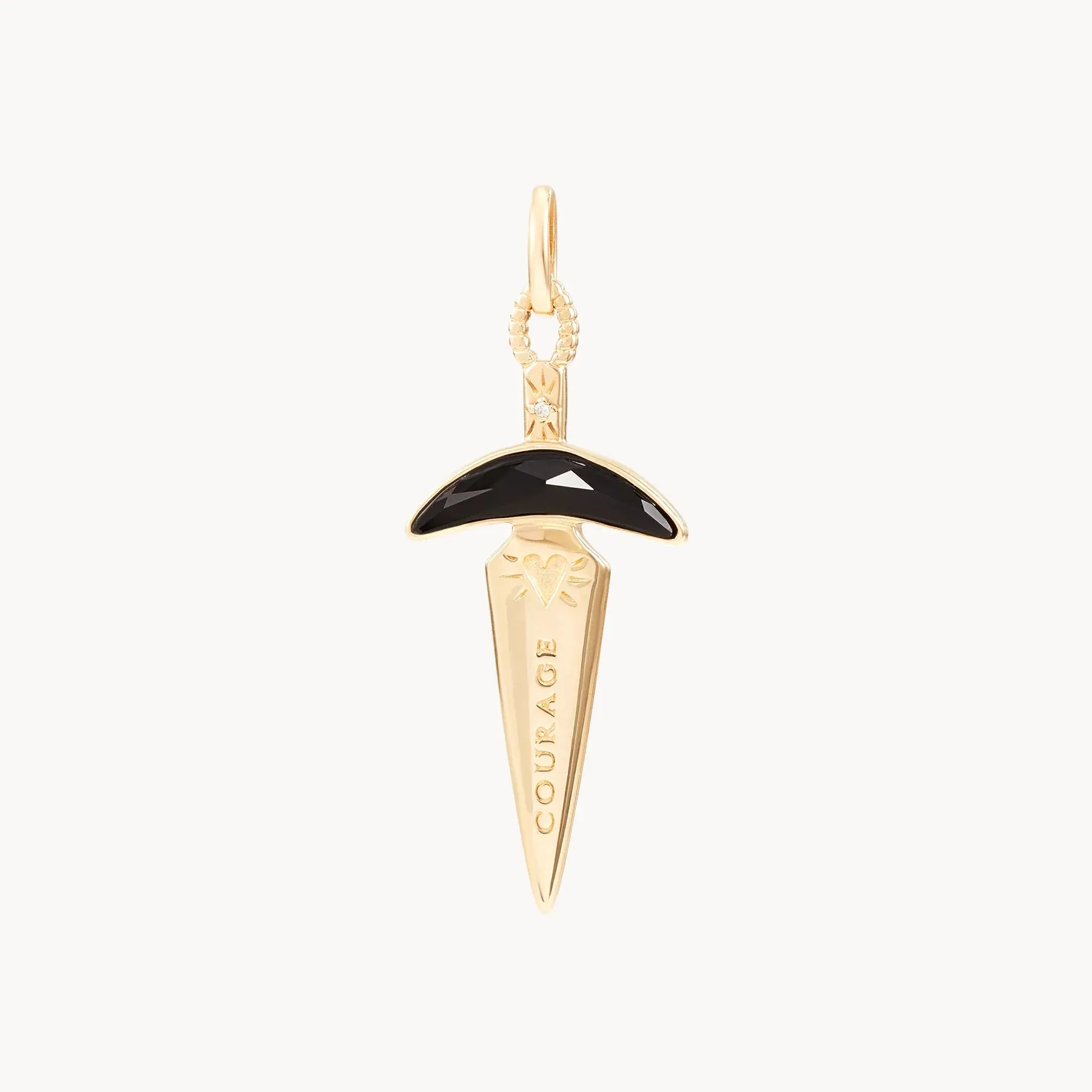 Black Onyx Dagger Charm (10K Gold)