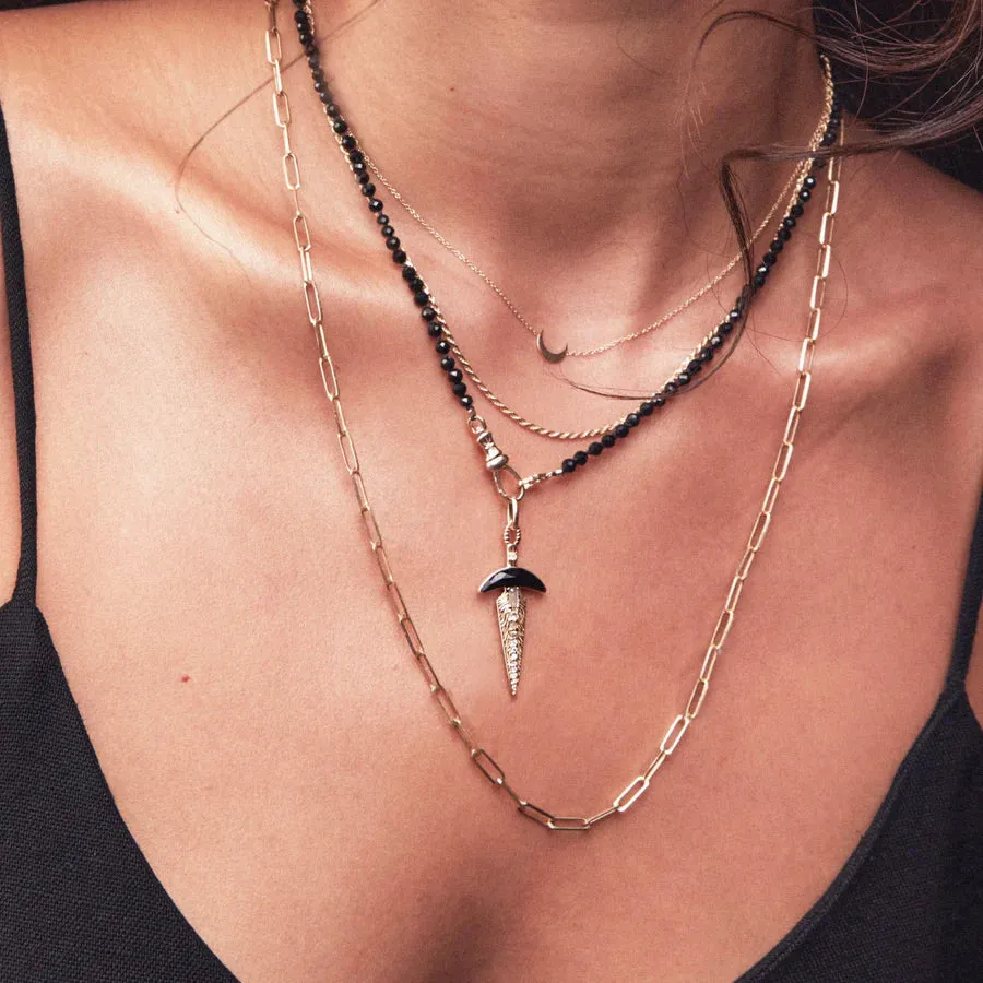Black Onyx Dagger Charm (10K Gold)