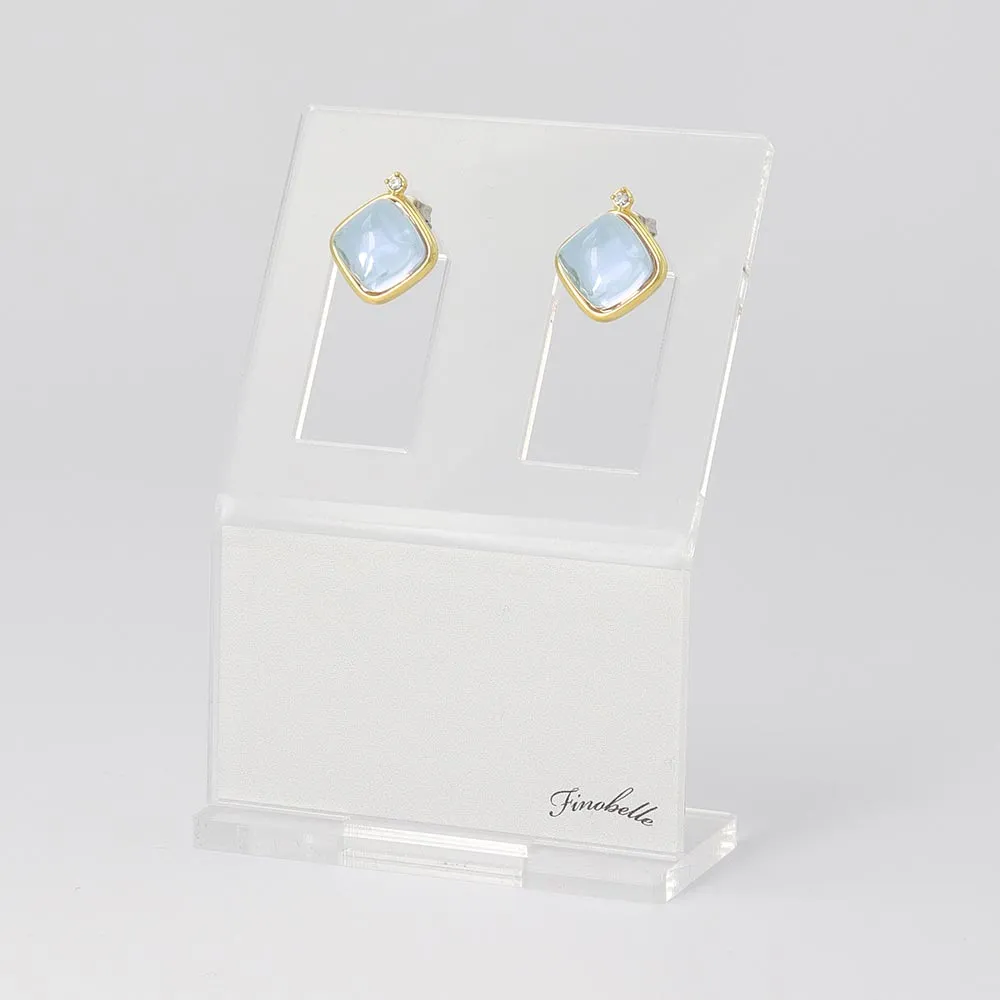 Blue Square Glass Jewel Studs