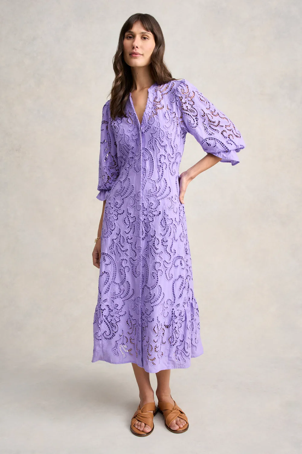 Broderie Lace Dress - Lilac