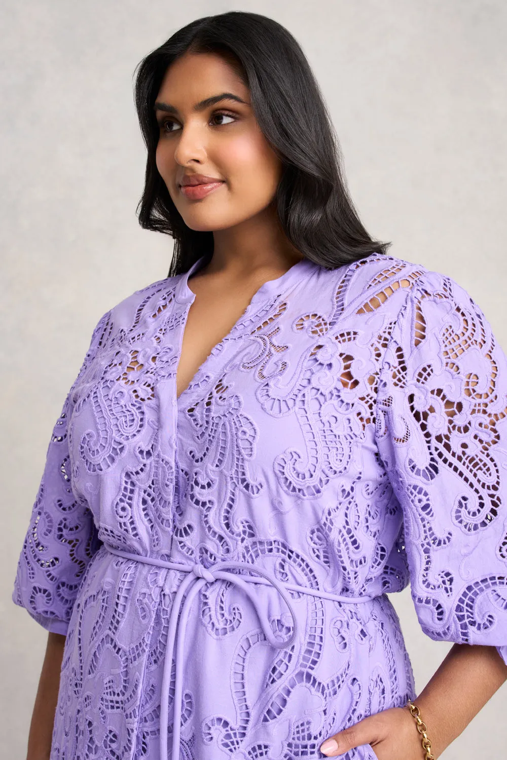 Broderie Lace Dress - Lilac