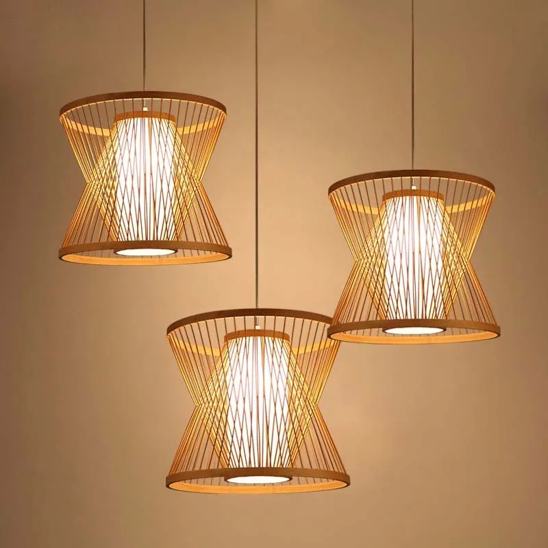 Double Cone Japanese Bamboo Ceiling Light
