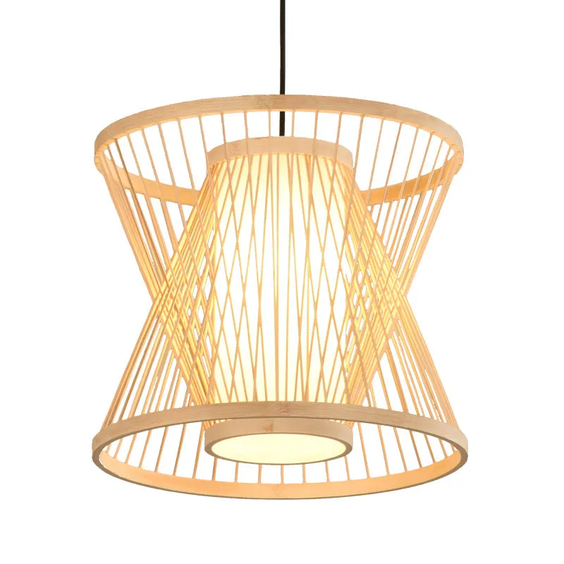 Double Cone Japanese Bamboo Ceiling Light