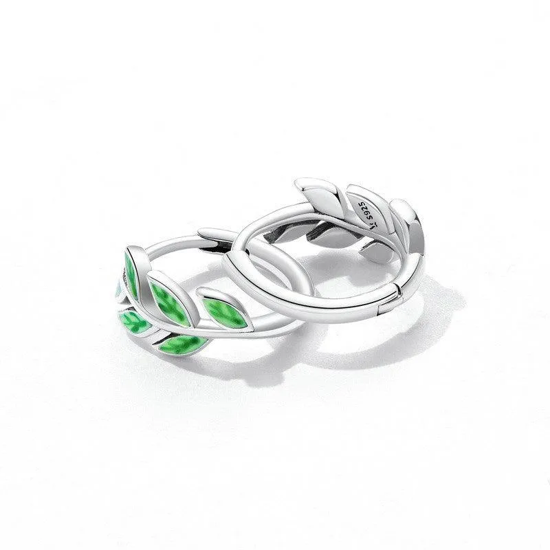 Green Zircon Simple Green Branch Earrings
