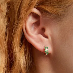 Green Zircon Simple Green Branch Earrings