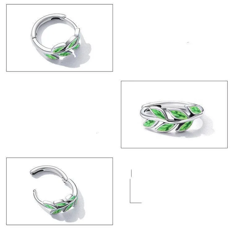 Green Zircon Simple Green Branch Earrings
