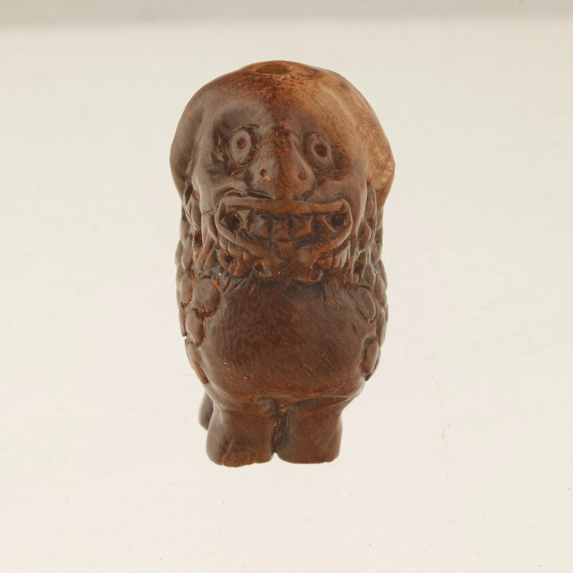 Hand carved Rosewood Fu Lion vintage beads. 30x20x17mm.  Pkg.1 China 1970s.  b7-wo359