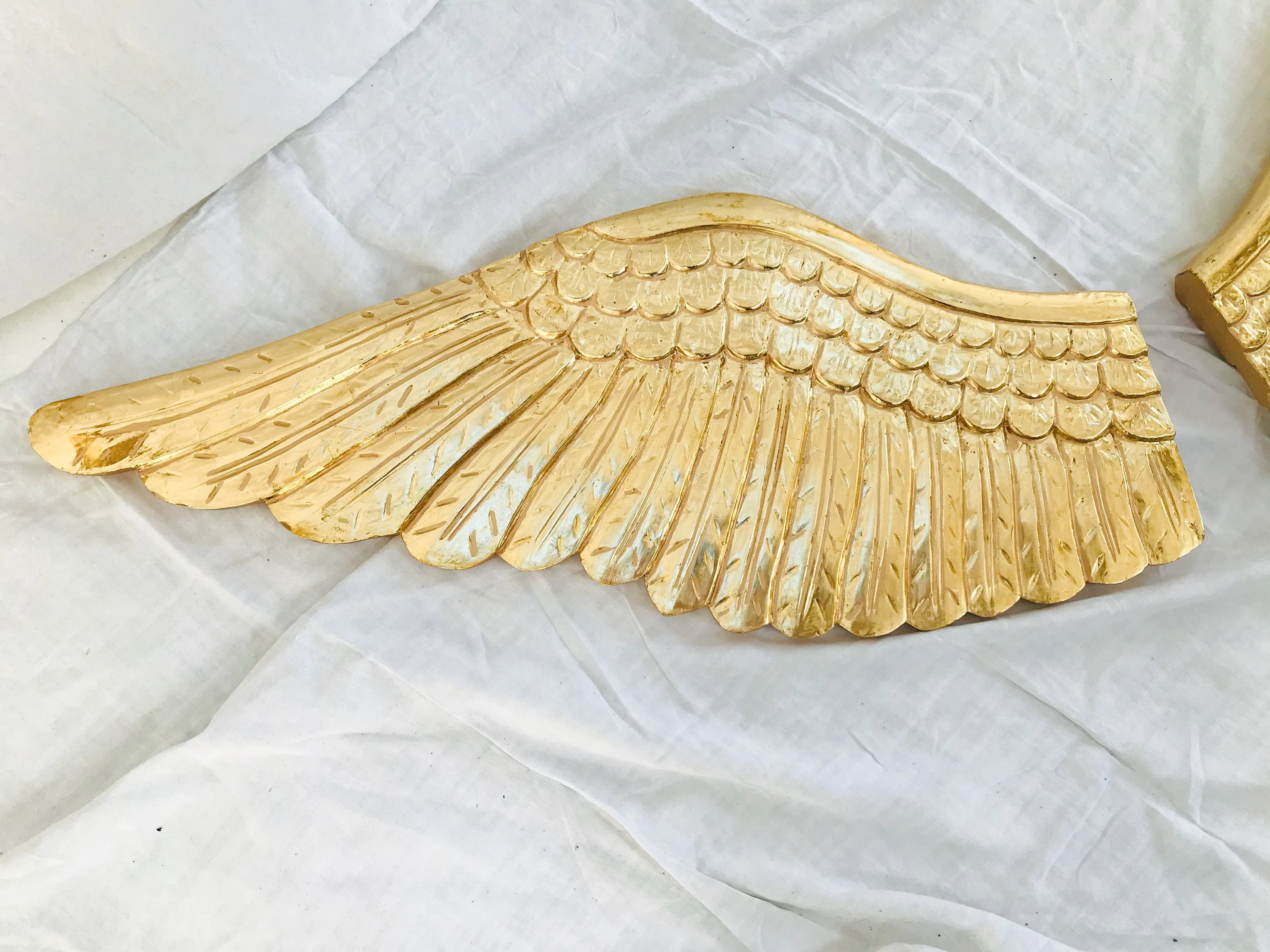 Huge Gilded Carved Wooden Wings. Double Sided. Puebla, Mexico.
