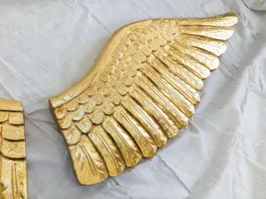 Huge Gilded Carved Wooden Wings. Double Sided. Puebla, Mexico.