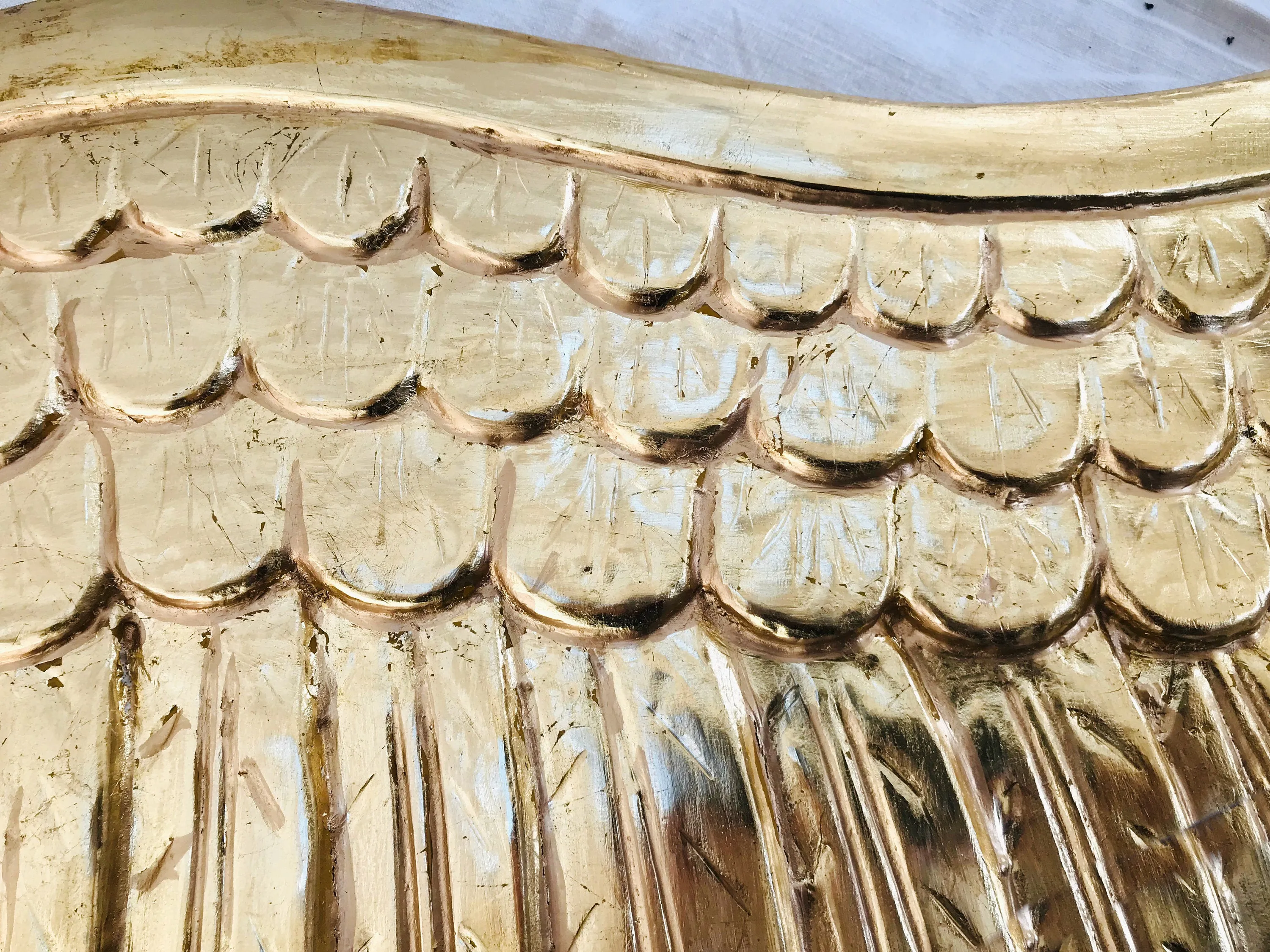 Huge Gilded Carved Wooden Wings. Double Sided. Puebla, Mexico.
