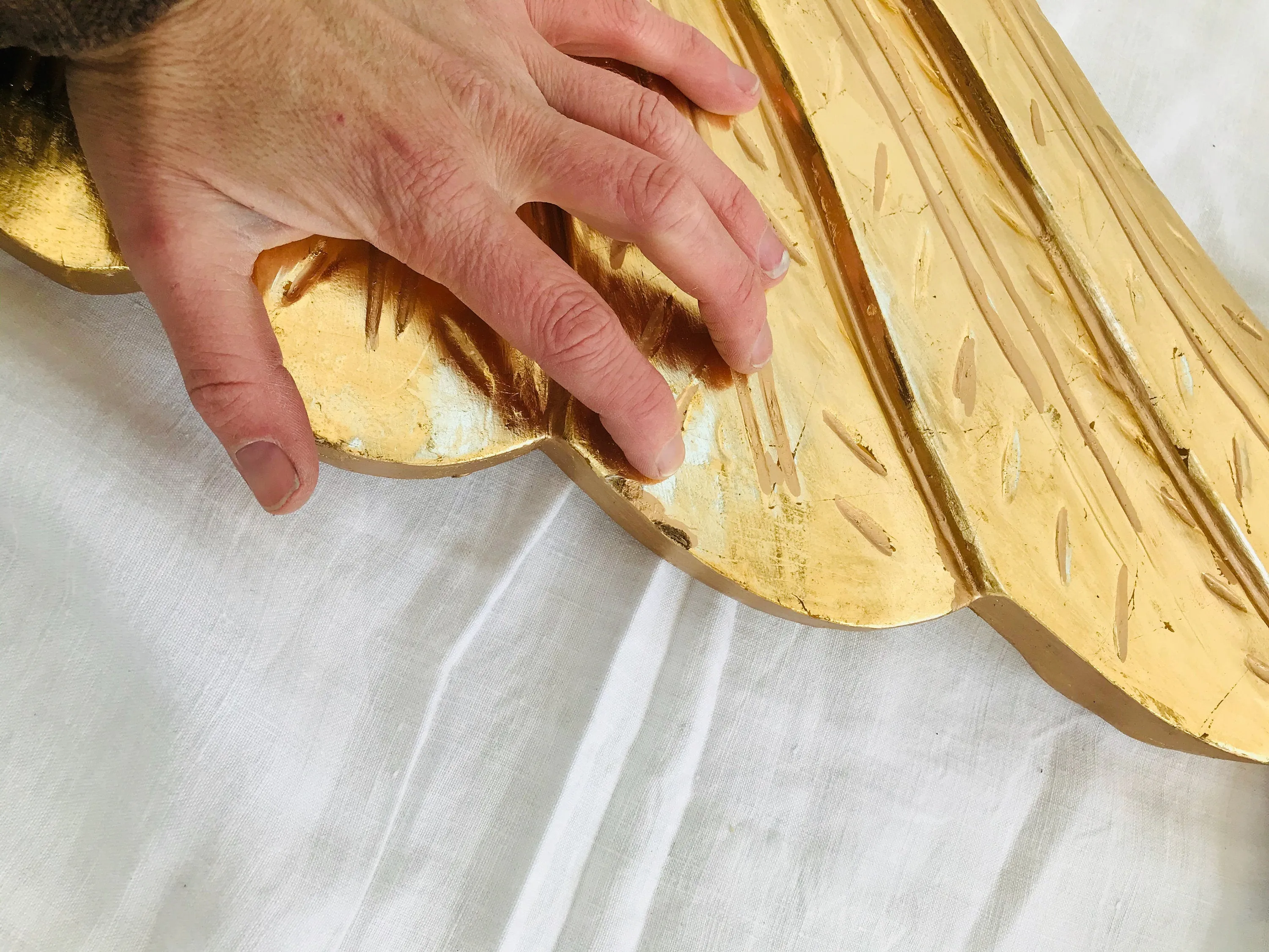 Huge Gilded Carved Wooden Wings. Double Sided. Puebla, Mexico.
