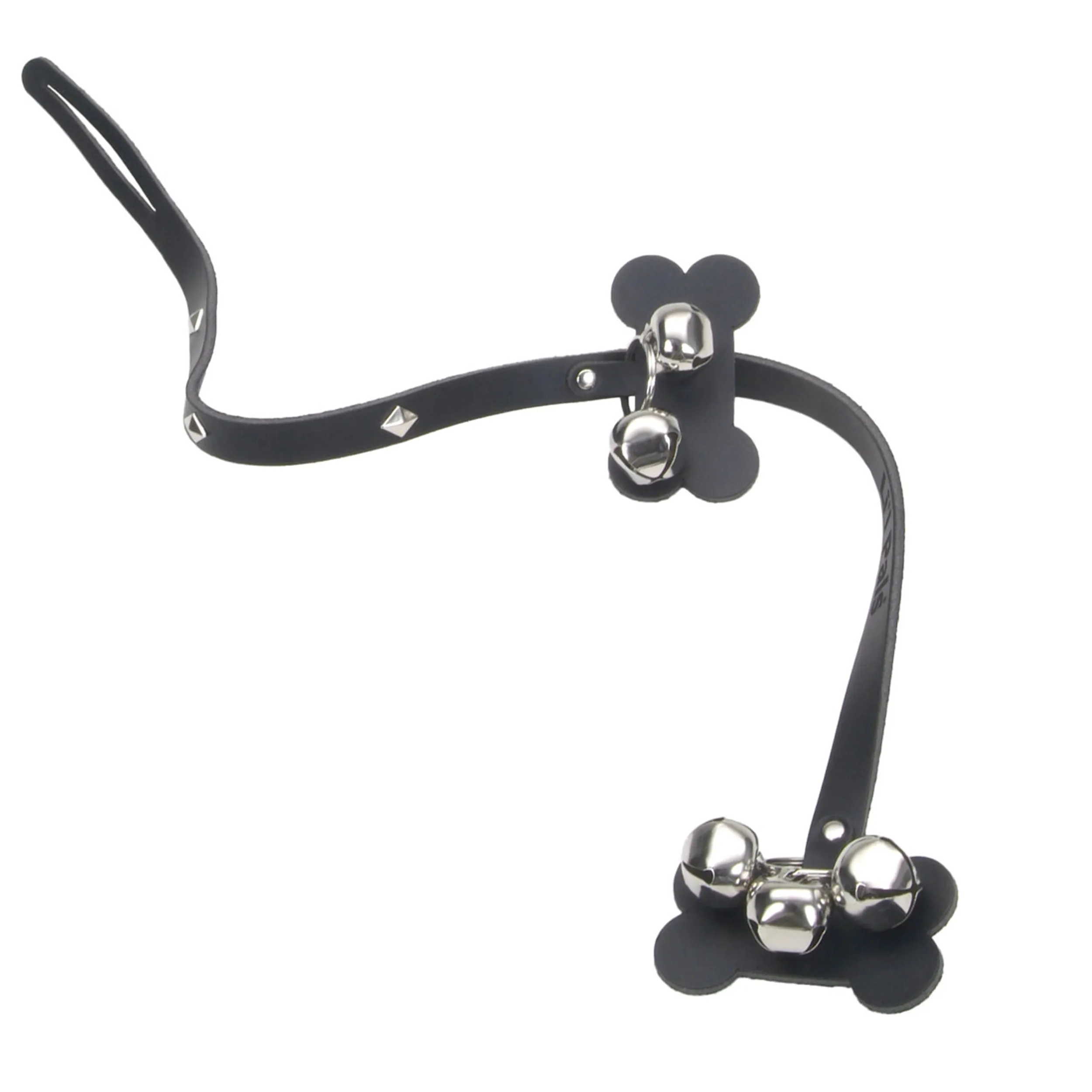 Li'l Pals Dog Leather Potty Training Bells, Black