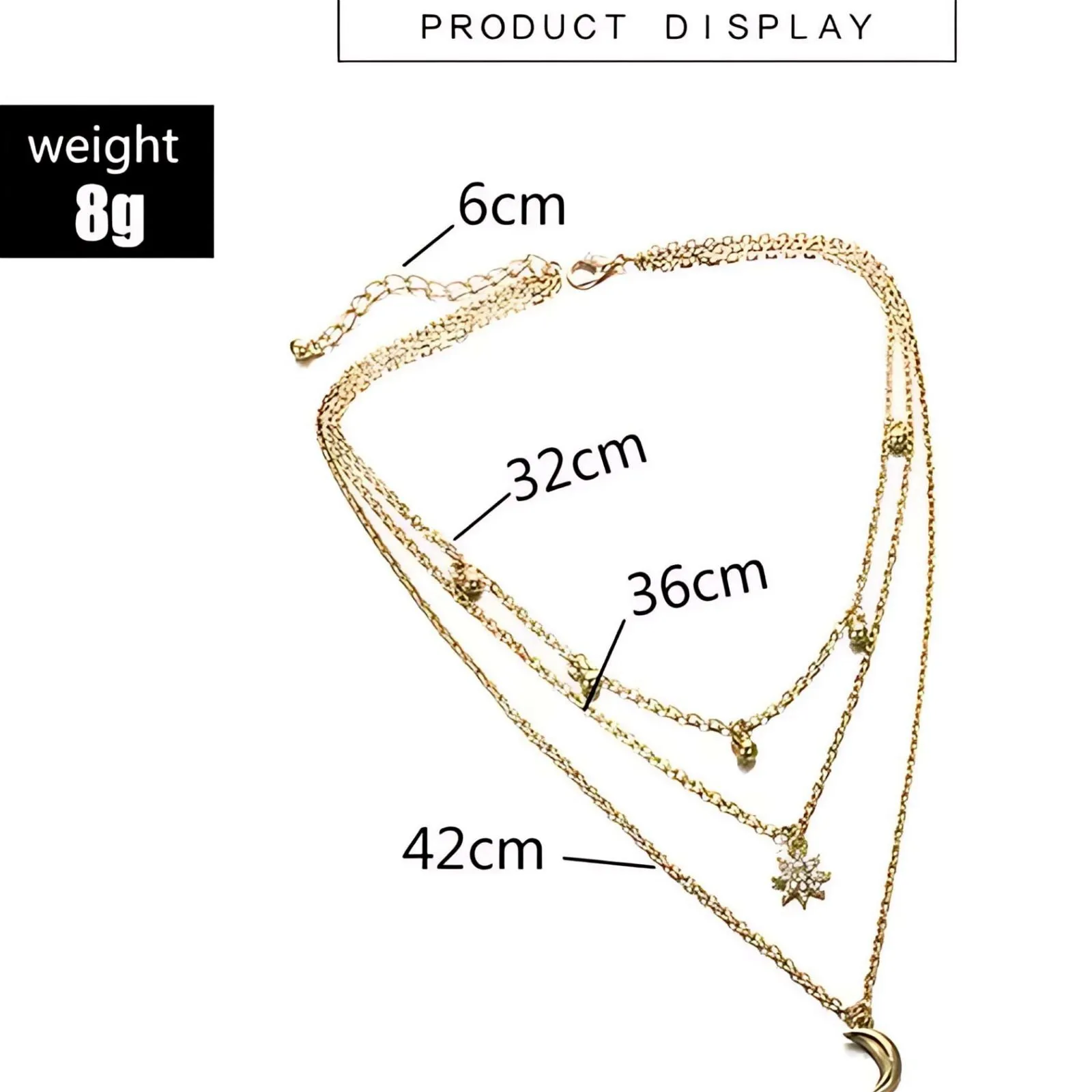 Multi-Layer Beads Choker Moon and Star Pendant Necklace