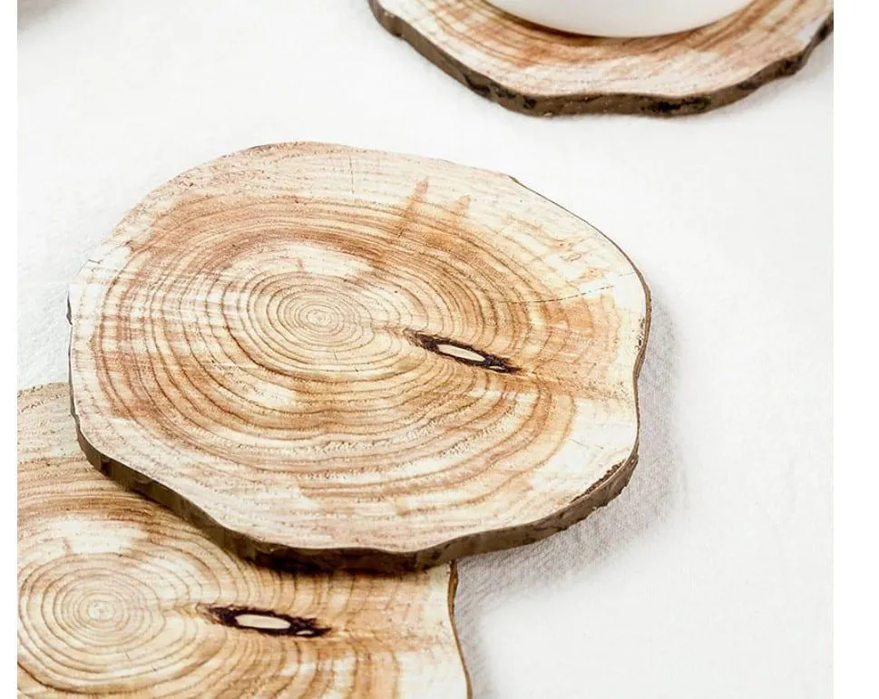 Natural Wood Cup Coaster 6 Pcs Set