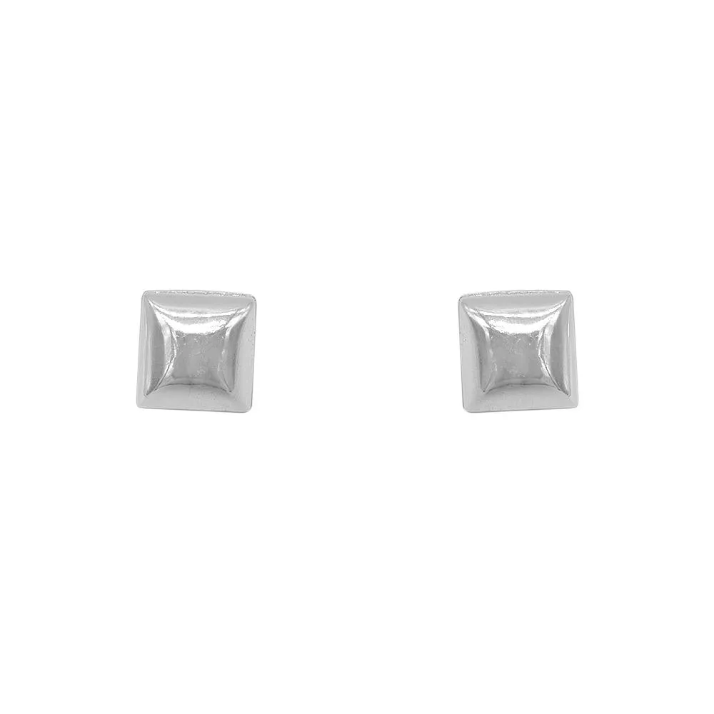Nefertiti Polished Square Silver Stud Earrings