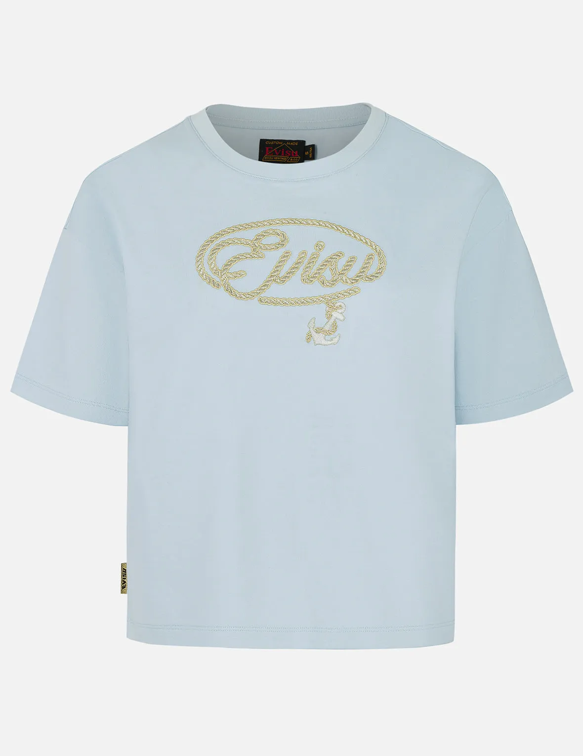 Rope Twist Logo and Anchor Embroidery Cropped T-Shirt
