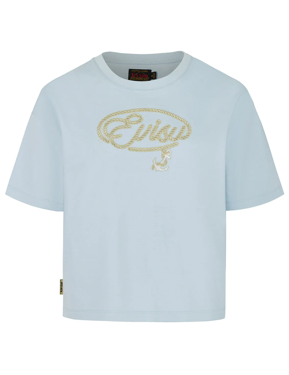 Rope Twist Logo and Anchor Embroidery Cropped T-Shirt