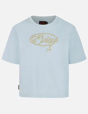 Rope Twist Logo and Anchor Embroidery Cropped T-Shirt
