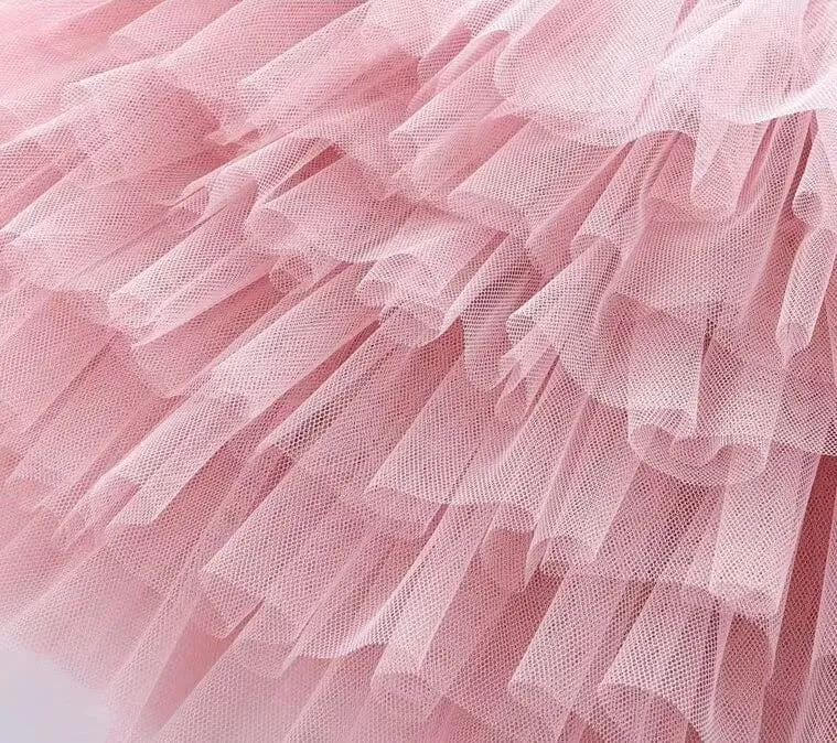 Solid Color Mesh Multi-Layer Cake Skirt