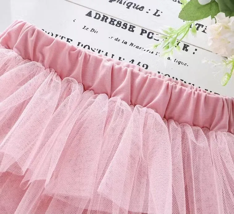 Solid Color Mesh Multi-Layer Cake Skirt