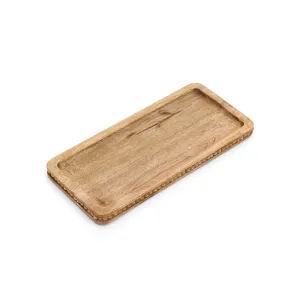 TRAY WOOD BEADED EDGE  -  NATURAL