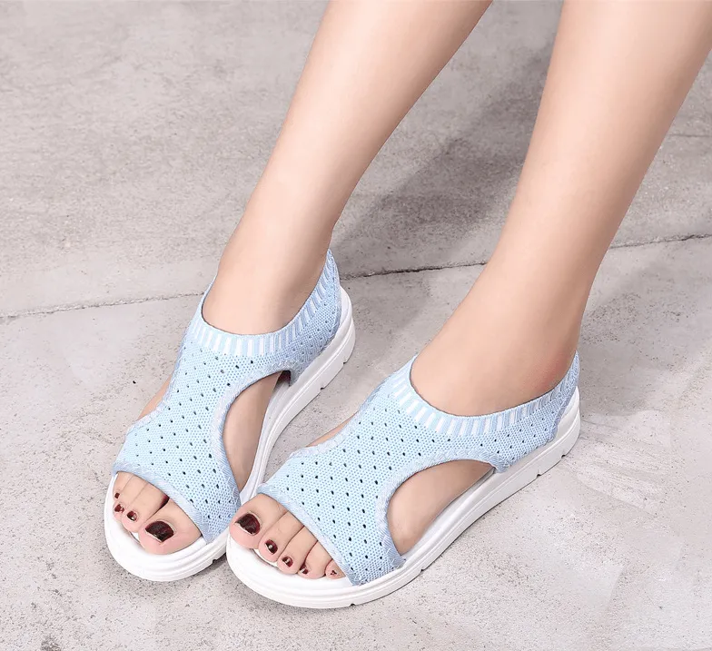 Women's thick-bottomed fishnet mesh sandals