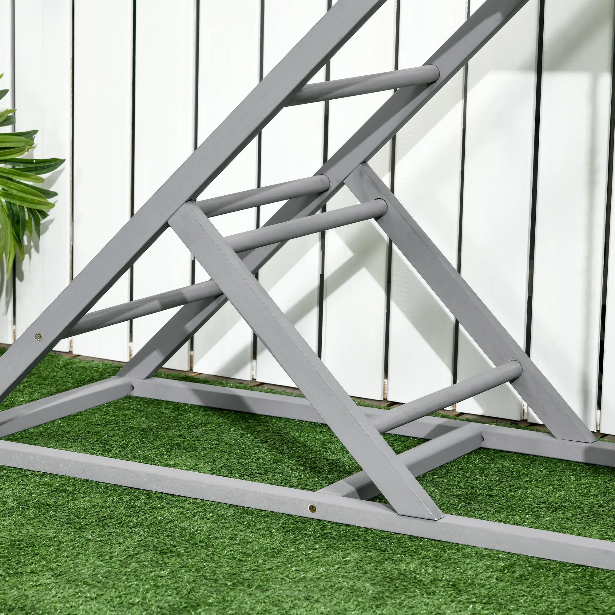 Wooden Chicken Coop Toy with Swing, Ladder, Platform, Grey